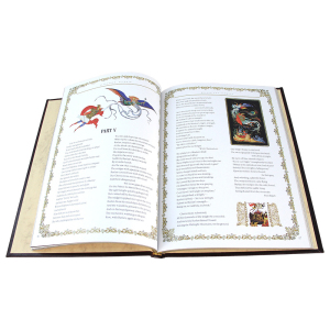 Книга в кожаном переплете "Сказки Пушкина. Живопись палеха." на английском языке
